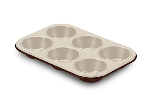 Guardini Chocoforme, Stampo 6 Muffins 18,5X27Cm, Acciaio Con Rivestimento Antiaderente, Colore Beige-Cioccolato