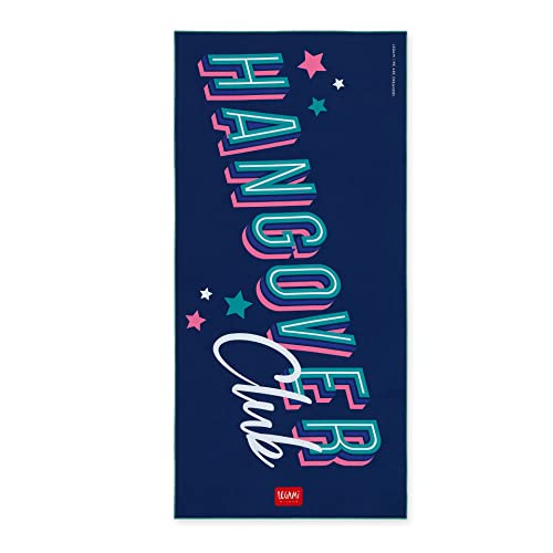Legami Good Vibes-Telo Mare, 85X180Cm, Stampa Hangover Da Un Lato, Azzurro Dall'Altro, Multiuso Per Spiaggia, Piscina, Palestra, Yoga, Pratico, Compat