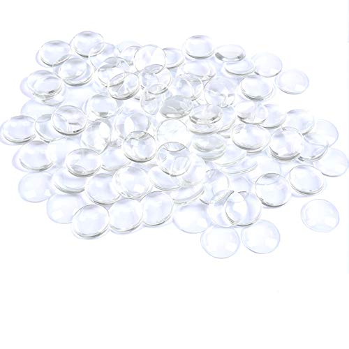 Buygoo 100Pz Cabochon Cupola Cabochon Vetro Trasparente Con Schienale Piatto 25Mm, Cabochon Vetro Rotondo Trasparente Ciottoli Decorativi Pietre Per F