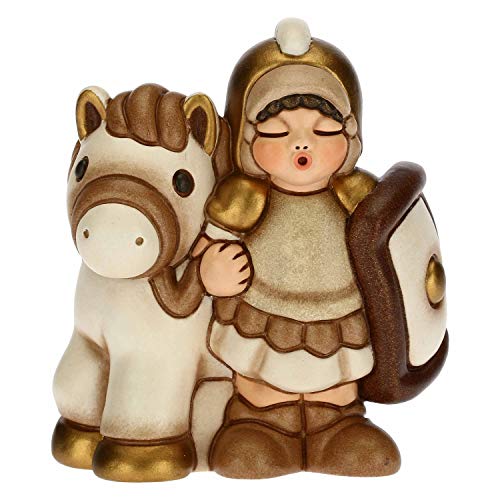 Thun - Statuina Presepe Soldato Con Cavallo - Decorazioni Natale Casa - Linea Presepe Classico, Variante Bianca - Ceramica - 7,5 X 5,5 X 8,5 H Cm