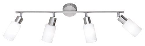 Reality R80014007 Mars Faretto, 4Xe14, 40 W, Nichel Opaco/Bianco, 60X21Cm