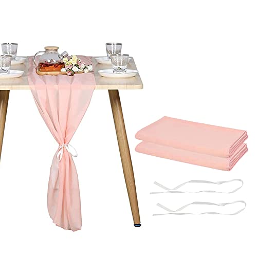 Sylbx 2 Pezzis Runner Chiffon, 30X300Cm Runner Da Tavola In Chiffon, Runner Da Tavola Per Matrimoni, Runner Chiffon Rosa, Runner Rosa Per Tavolo, Per
