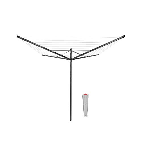 Brabantia - Stendibiancheria A Ombrello Lift-O-Matic - 50M Di Spazio Per Stendere - Regolabile Lavoro All'Altezza (129-187 Cm) - Con Picchetto 45Mm -