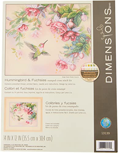 Dimensions, Kit Per Lavoro Al Punto Croce, Incl. Modello, Ago E Istruzioni, Motivo: Colibrì E Fuchsie