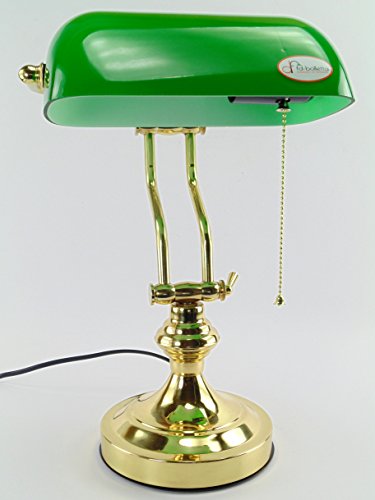 Fd-Bolletta Arredamento E Illuminazione Lampada Ministeriale Ottone,Vetro Verde,Lampade Da Tavolo,Illuminazione Per Interni Lm5 Misure:H 38Cm,L 26Cm,Ø