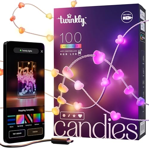 Twinkly Candies - Stringa Di Luci Di Natale Con 100 Led Rgb - Controllata Da App E Alimentata Tramite Usb-C - Decorazioni Natalizie Per Interni, 6 M,