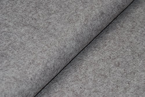 Crs Fur Fabrics Tessuto In Feltro Di Lana/Viscosa Artigianato, Fibra Sintetica, Grigio, 1Mtr - 100Cm X 90Cm