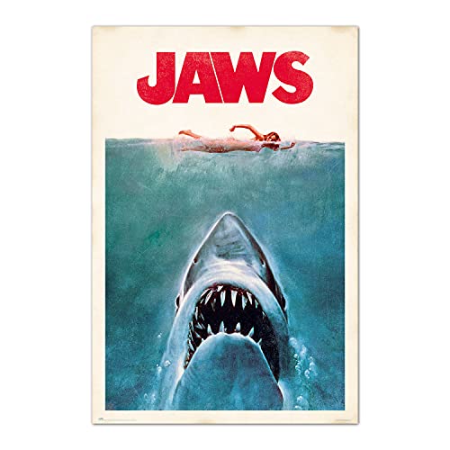 Grupo Erik: Poster Lo Squalo | Poster Da Parete Jaws, 61X91,5Cm, Carta Lucida | Poster Da Muro, Incorniciabile | Poster Lo Squalo, Poster Steven Spiel