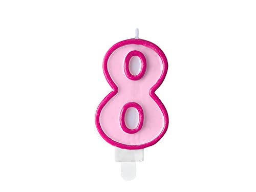 Partydeco Candela Numero 8, Rosa