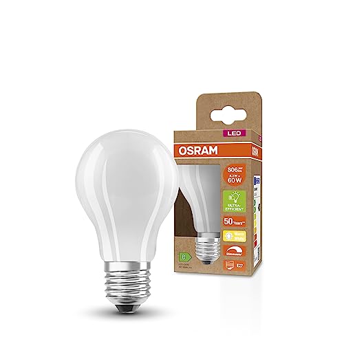 Osram Lampada Led Superstar+ Classic A Glfr 60, E27, Goccia, 4.3W, 806Lm, 2700K, Luce Bianca Calda, Dimmerabile, Filamento Led, Basso Consumo Energeti