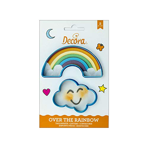 Decora 0255077 Set 2 Tagliapasta Arcobaleno E Nuvola, In Plastica, Il Kit Ideale Per Creare Decorazioni In Pasta Di Zucchero O Di Gomma, Made In Italy