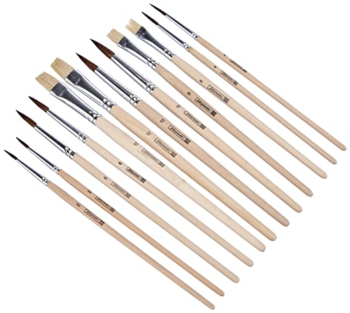 Brunnen 1048929 - Set Di Pennelli Con Setole Miste In Fibra Naturale
