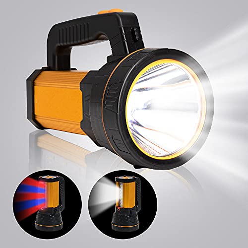 Maythank Torcia Led Alta Potenza 7000 Lumen Ricaricabile Grande 4 Batterie 10000 Mah Ad Potente Professionale Torcia Elettriche Portatile,Con Lanterna