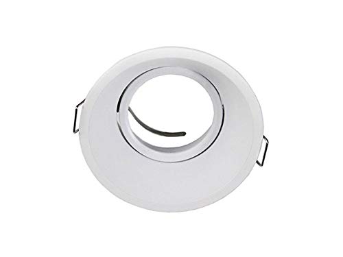 Incasso Per Faretto Tondo Orientabile Porta Faretto Per Controsoffitto Supporto Per Faretti P13-Gu10 (Bianco)