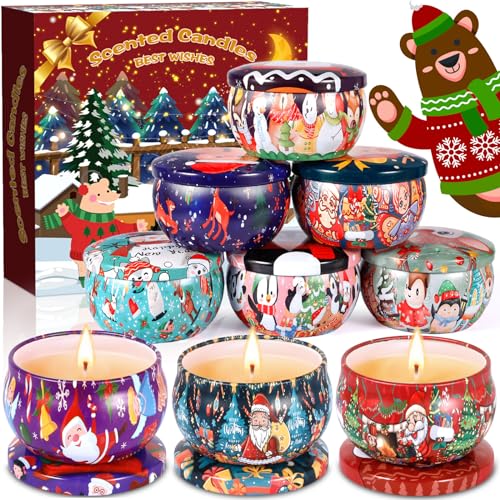 Mulevip Candele Profumate Natalizie 9 Pcs Candela Profumata,Set Candele Profumate Regalo,Candele Profumate Offerta,Candele Di Soia,Per Natale Complean