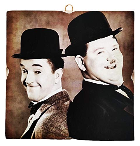 Kustom Art Quadro Quadretto Stile Vintage Stanlio & Ollio (Stan Laurel & Oliver Hardy) Da Collezione Stampa Su Legno