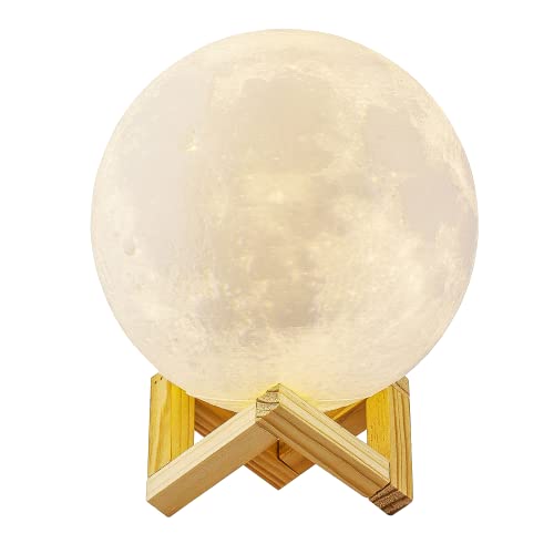 Lampada Luna 3D Stampata, Aled Light Piena Lampada Moon Luna Con Diametro 15Cm, 3 Colori, Ricarica Usb Decorativo Led Luce Notturna Toccare Il Control