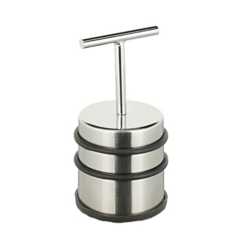 Relaxdays Fermaporta Con Manico, Blocca Porta E Finestra, Rotondo E Alto, Da Interno, Acciaio E Gomme, ∅ 7 Cm, Argento