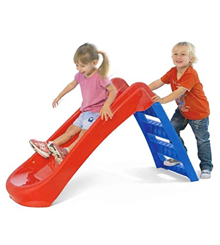 Sport1 Scivolo 3 Gradini Pieghevole Salvaspazio. Da Giardino Per Bambini 1-4 Anni Super Resistente. In Plastica 130X47X72Cm. Rosso/Blu. Max 30Kg