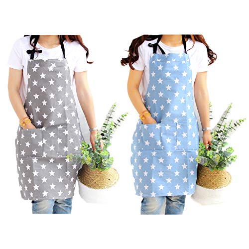 Jzk 2 X Celeste & Grigio Tela Grembiule Cucina Donna Per Cucinare Grembiule Barbecue Per Grigliate Grembiule Pittura Adulti Grembiule Bar Donna