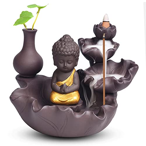 Bruciatore Di Incenso Dorato Buddha Waterfall Backflow A Cascata Per Incenso, Per Famiglia, Ufficio, Camera Da Letto, Ornamento