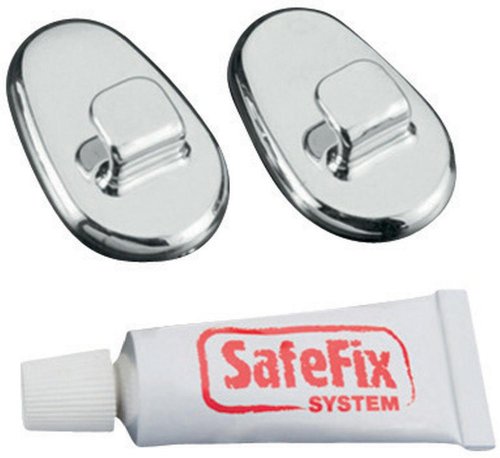 Metaltex 404994010 - Ganci Adesivi Cromati Safe Fix, 2 Pezzi