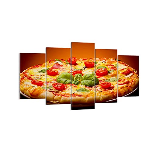 Quadri Moderni Soggiorno Italia Pizza Tradizione Cibo Quadro Su Tela 160X85Cm Stampe Da Parete Camera Da Letto Cucina 5 Pezzi Wall Art Canvas Grandi D