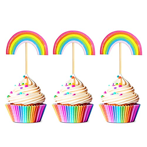 Unimall Global 24 Pezzi A Forma Di Arcobaleno, Per Cupcake, Cupcake, Decorazione Per Torte Di Compleanno, Matrimonio, Decorazione Per Bambini, Complea