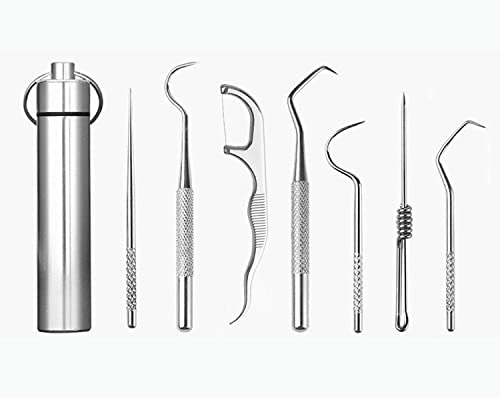 Jdgmei 8 Pcs Portable Keychain Toothpick,Riutilizzabili Raschietto Per Stuzzicadenti Da Viaggio Stuzzicadenti In Acciaio Inossidabile Detergente Per D