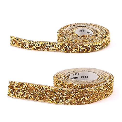 Nastro Di Strass Di Cristallo,2 Rotoli Nastro Con Strass Di Cristallo Nastro Di Strass Scintillanti Nastri Di Diamanti Adesivi Decorazione,Per Artigia