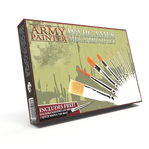 The Army Painter | Mega Brush Set | 10 Pennelli In Setole Sintetiche E Zibellino | Pennello Kolinsky Gratis | Accessori Per Pittura Di Miniature