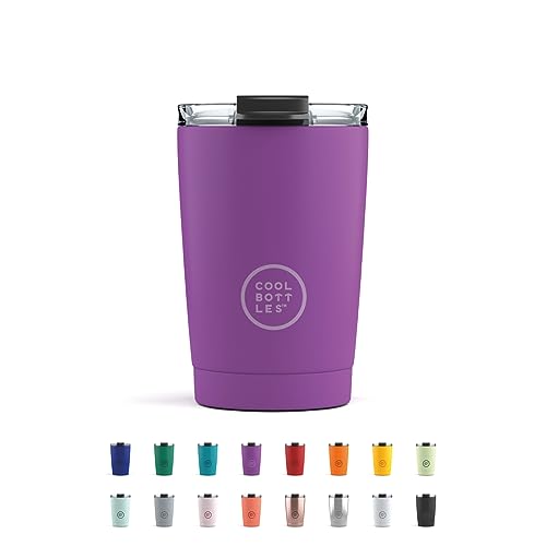 Cool Bottles - Tumbler - Bicchiere Termico In Acciaio Inossidabile - 330 Ml - Vivid Violet - Tazza Da Caffè - Coperchio Ermetico - Bevande Fredde 10 O