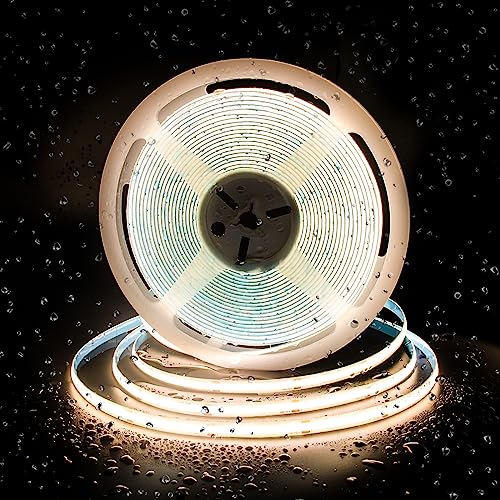 Pautix Cob Led Striscia Bianco Caldo 3000K Ip65 Impermeabile,10M 480Leds/M Dc24V Nastro Led,Cri93+ Strisce Led Per Progetto Illuminazione Fai Da Te (A