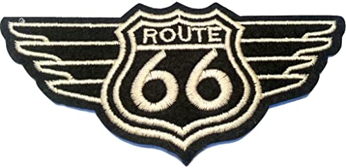 B2See Toppa Adesiva Termoadesive Toppa Route 66 Jeans Stoffa Cucito Patch Toppe Termoadesive Ricamate Ricamata Da Cucire Vintage Route 66 Usa 11 Cm