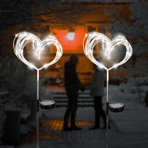 Xrr Luci Solari Giardino Esterno 2 Pezzi 120 Leds Luci Solari Fuochi D'Artificio, Impermeabile Luci A Energia Solare Decorative Luci Fatate Natalizie