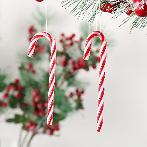 Dahi Bastoncini Di Zucchero 64Pezzi Plastica Candy Cane Di Natalizie Per Decorazione Albero Di Natale (Rosso/64Pcs)