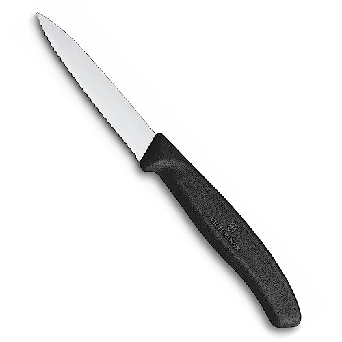 Victorinox 6.7633 Swiss Classic - Coltello Da Cucina, Spelucchino A Punta, Acciaio Inossidabile, 19 Cm, Nero