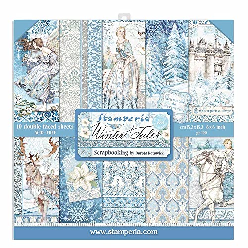 Stamperia Intl, Kft (3Pl) Blocco Extra Piccolo, 10 Fogli, 15,24 X 15,24 Cm, Double Face Winter Tales, Multicolore, 15.24X15.24