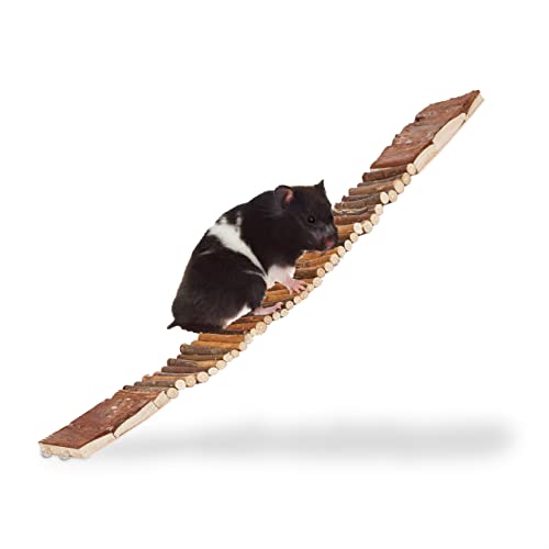 Relaxdays Ponte In Legno Per Roditori, Scaletta Flessibile Per Animali Criceti, Con Occhielli, Hlp 1,5X55X10Cm, Naturale, 1,5 X 55 X 10 Cm