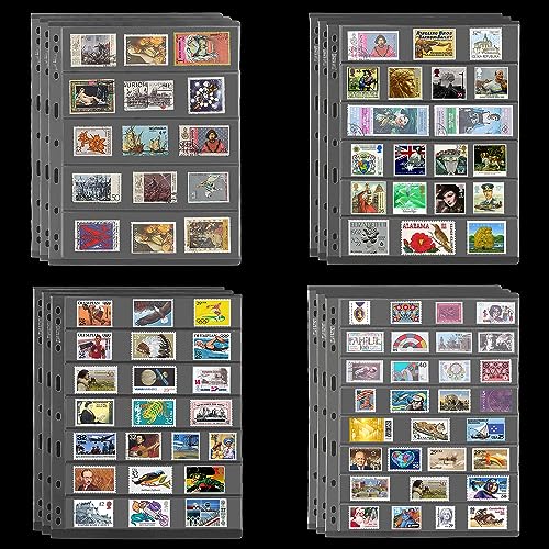 Album Con Inserti Per Collezione Di Francobolli, 12 Fogli Con 4 Formati Misti Su Un Lato Per Kit Raccoglitore Is02Mx112