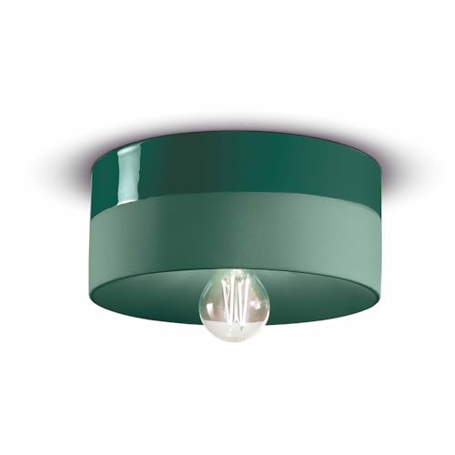 Ferroluce Retrò Plafoniera D25 Decò Pi Collection C1793 1 Luce Finitura Verde Bottiglia