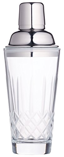 Bar Craft Barcraft Cut-Glass Cocktail Shaker Con Filtro In Acciaio Inox, Vetro Acidato, 400 Ml