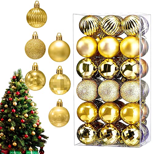 36 Palline Per Albero Di Natale Dorate, Decorazioni Natalizie Ornamento Di Plastica (4 Cm) (Oro)