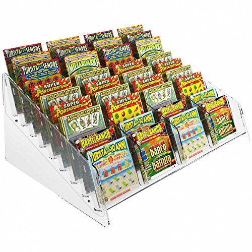 Designplex Espositore Gratta E Vinci Da Banco In Plexiglass Trasparente A 36 Tasche Misure: 48.5 X 36 X H22 Cm