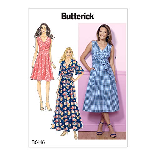 Butterick Patterns Butterick Pattern 6446 A5, Cartamodello Per Abiti Da Donna, Taglie 6 – 14, Multicolore