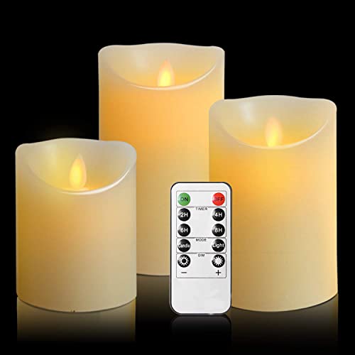 Oshine Andele A Led, Senza Fiamma, 300Ore (10,2 Cm 12,7 Cm 15,2 Cm, Je Ø 8 Cm) 10 Tasti Del Telecomando Con Funzione Di Timer 24 Ore, Giallo [Classe D