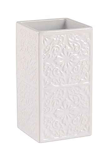 Wenko Bicchiere Portaspazzolini Cordoba Bianco Ceramica, Ceramica, 6.5 X 12 X 6.5 Cm, Bianco
