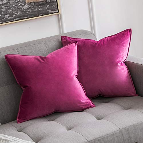 Miulee Velluto Morbido Copricuscino Decorativo Flanger Di Federe Per Cuscini Salotto Divano Camera Da Letto Con Cerniera Invisibile 45X45Cm 2 Pieces R