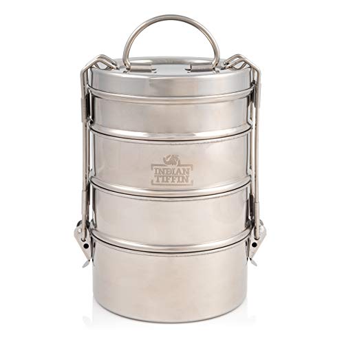 Scatola Da Pranzo Media Tiffin In Acciaio Inossidabile Indiano A 4 Livelli