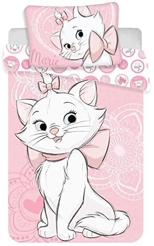 Disney - Set Di Biancheria Da Letto Per Bambini Minou “Gli Aristogatti”, 140 X 200 Cm, Colore Rosa Chiaro